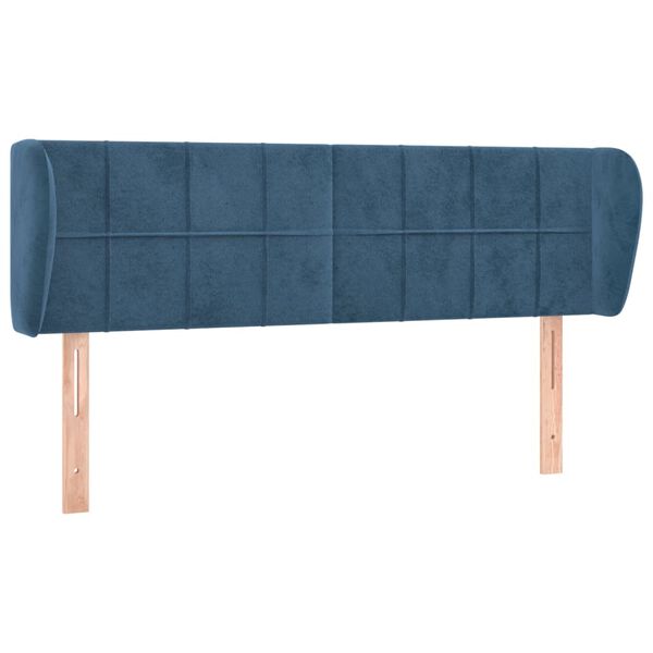 vidaXL T&ecirc;te de lit avec oreilles Bleu fonc&eacute; 147x23x78/88 cm Velours