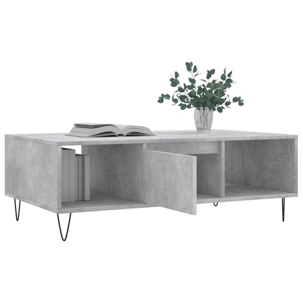 vidaXL Table basse gris béton 104x60x35 cm bois d'ingénierie