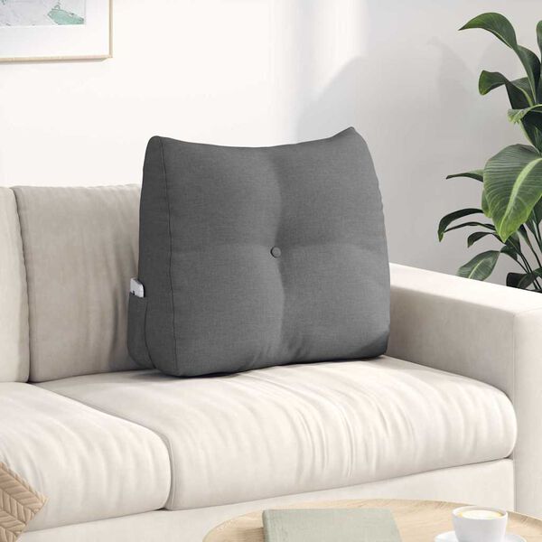 vidaXL Coussin de Dos Gris foncé 60 x 24 x 50 cm tissu
