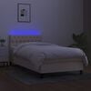 vidaXL Sommier &agrave; lattes de lit avec matelas LED Cr&egrave;me 90x200 cm Tissu