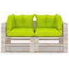 vidaXL Canap&eacute; palette de jardin 2 places et coussins pin&egrave;de