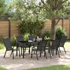 vidaXL Ensemble de salle &agrave; manger pour jardin 7 pcs Noir