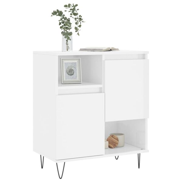 vidaXL Buffet Blanc brillant 60x35x70 cm Bois d'ing&eacute;nierie