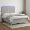 vidaXL Sommier &agrave; lattes de lit et matelas et LED Gris clair 140x190 cm