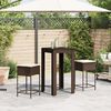 vidaXL Ensemble de bar de jardin 3 pcs et coussins brun r&eacute;sine tress&eacute;e