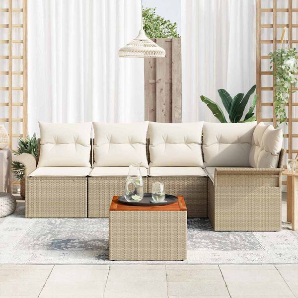 vidaXL Ensemble de canapé de jardin avec coussin 6 pcs Beige et crème