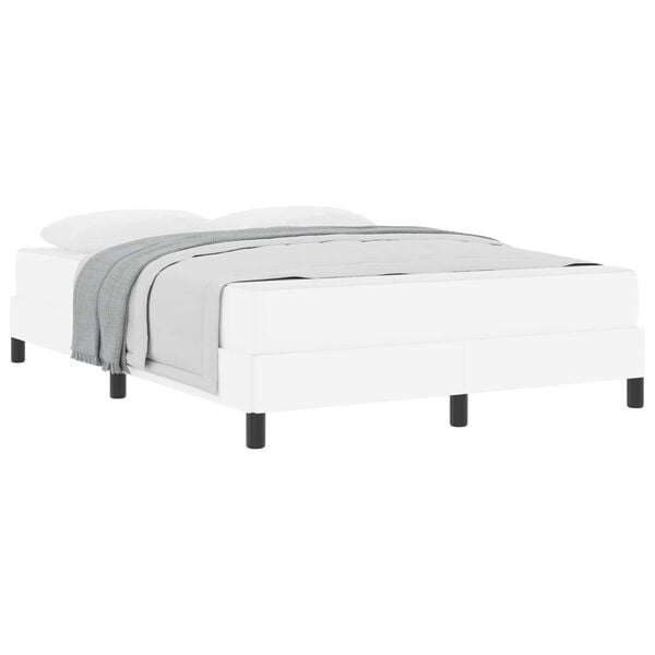 vidaXL Cadre de lit avec matelas Blanc pur 140 x 190 cm tissu