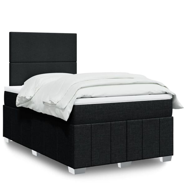 vidaXL Sommier &agrave; lattes de lit avec matelas noir 120x190 cm tissu