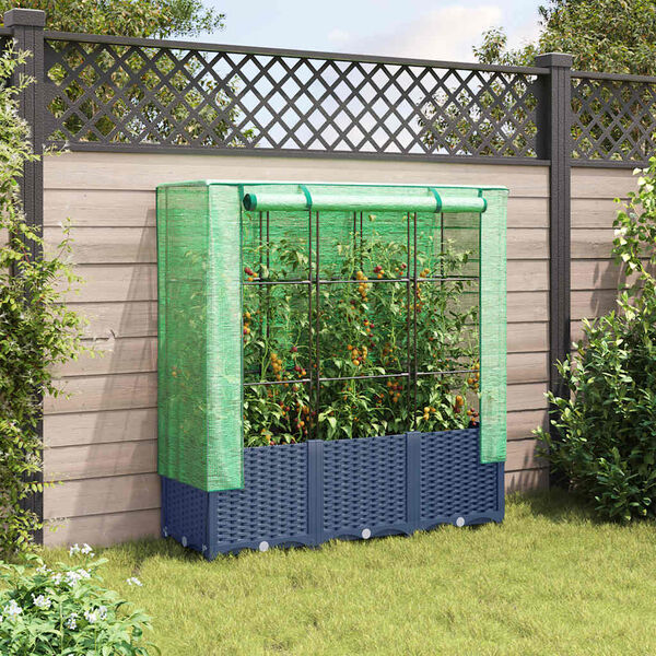 vidaXL Jardini&egrave;re sur&eacute;lev&eacute;e avec housse aspect rotin 120x40x138 cm