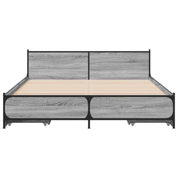 vidaXL Cadre de lit avec tiroirs sans matelas sonoma gris 120x190 cm
