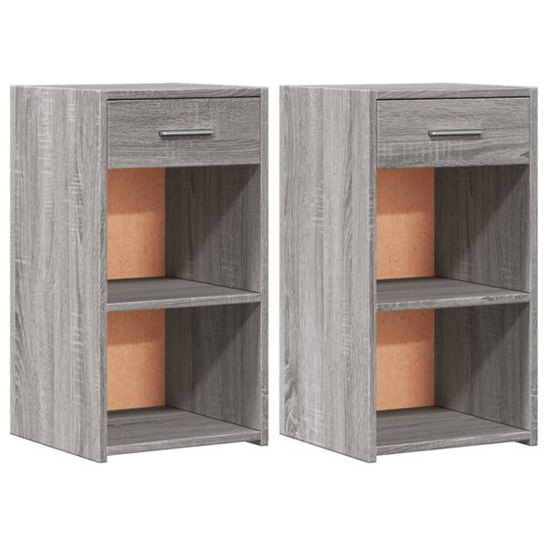 vidaXL Tables de chevet 2 pcs sonoma gris 35x34x65cm bois d'ing&eacute;nierie