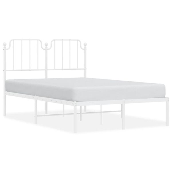 vidaXL Cadre de lit métal sans matelas et tête de lit blanc 120x200 cm