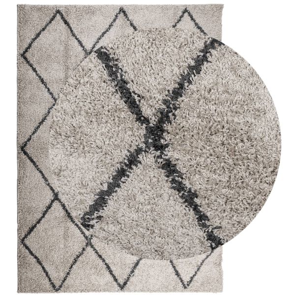vidaXL Tapis shaggy &agrave; poils longs moderne beige anthracite 240x340 cm