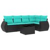 vidaXL Ensemble de canap&eacute; de jardin 6 pcs avec coussins noir r&eacute;sine tress&eacute;e