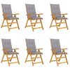 vidaXL Chaises pliantes 6 pi&egrave;ces avec coussins en bois d'acacia massif