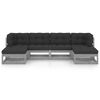 vidaXL Salon de jardin 6 pcs avec coussins Gris Bois de pin massif