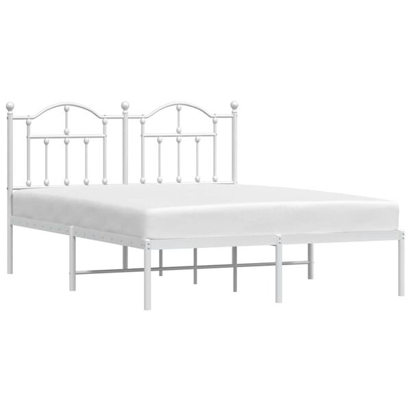 vidaXL Cadre de lit m&eacute;tal sans matelas et t&ecirc;te de lit blanc 140x200 cm