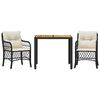 vidaXL Ensemble de bistro 3 pcs avec coussins noir r&eacute;sine tress&eacute;e