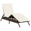 vidaXL Chaise longue avec coussin marron r&eacute;sine tress&eacute;e