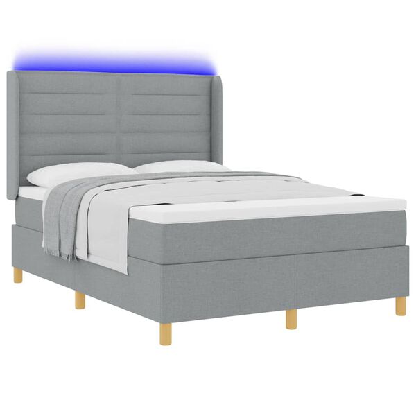vidaXL Lit &agrave; ressorts avec matelas Gris clair 140 x 200 cm tissu