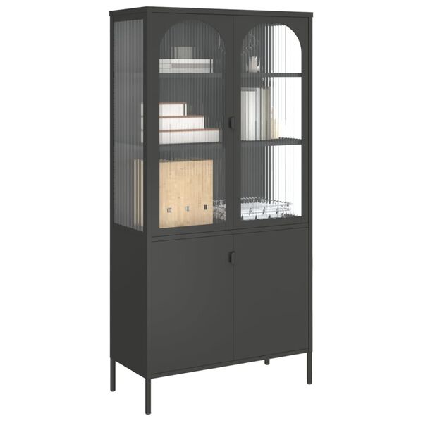 vidaXL Buffet haut noir 90x40x180 cm verre et acier