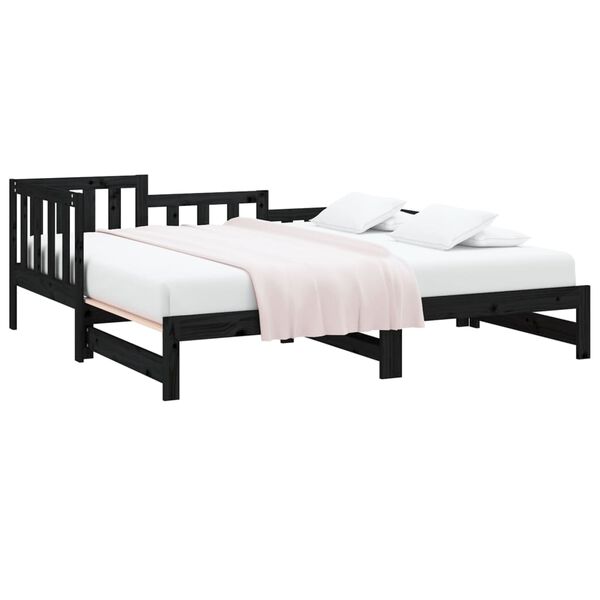 vidaXL Lit coulissant sans matelas noir 2x(90x190) cm