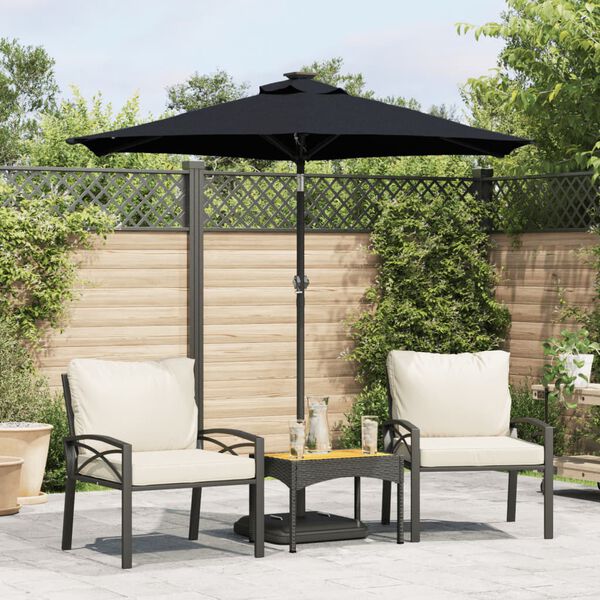 vidaXL Parasol de jardin avec m&acirc;t en acier noir 225x225x212 cm