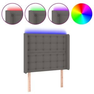 vidaXL T&ecirc;te de lit &agrave; LED Gris 83x16x118/128 cm Similicuir