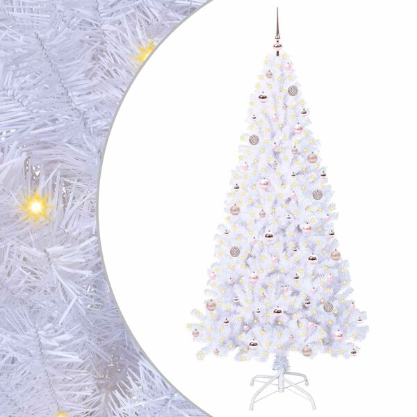 vidaXL Sapin de No&euml;l artificiel avec 300 LED Blanc 210 cm PVC et Acier