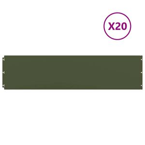 vidaXL Bordures pelouse 20pcs vert olive 25x103cm acier lamin&eacute; &agrave; froid