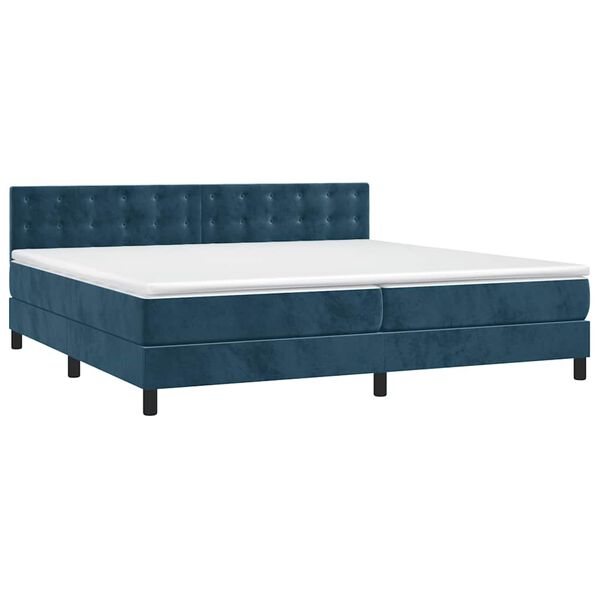 vidaXL Sommier &agrave; lattes de lit matelas et LED Bleu fonc&eacute; 200x200 cm
