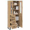 vidaXL Haut Armoire 2 pcs Ch&ecirc;ne artisanal Bois Agglom&eacute;r&eacute; et Verre