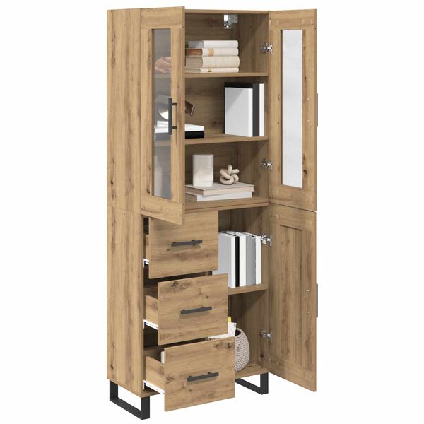 vidaXL Haut Armoire 2 pcs Ch&ecirc;ne artisanal Bois Agglom&eacute;r&eacute; et Verre