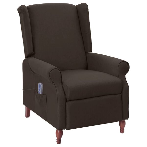 vidaXL Fauteuil de massage inclinable Marron fonc&eacute; Tissu