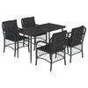 vidaXL Ensemble &agrave; manger de jardin coussins 5pcs Noir R&eacute;sine tress&eacute;e
