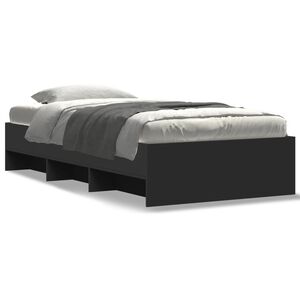 vidaXL Cadre de lit sans matelas noir 100x200 cm bois d'ing&eacute;nierie
