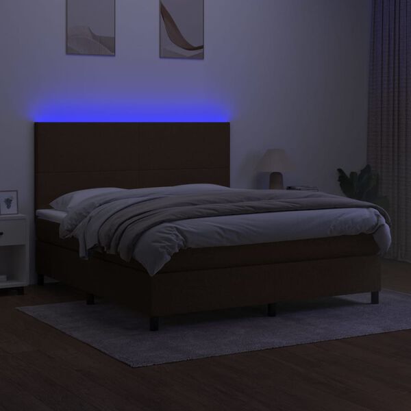vidaXL Sommier &agrave; lattes de lit et matelas LED Marron fonc&eacute; 160x200 cm