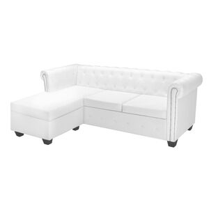 vidaXL Canap&eacute; Chesterfield en forme de L cuir synth&eacute;tique blanc