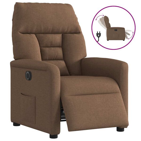 vidaXL Fauteuil inclinable &eacute;lectrique Marron Tissu
