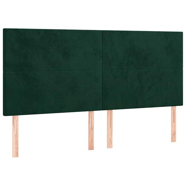 vidaXL T&ecirc;te de lit &agrave; LED Vert fonc&eacute; 180x5x118/128 cm Velours