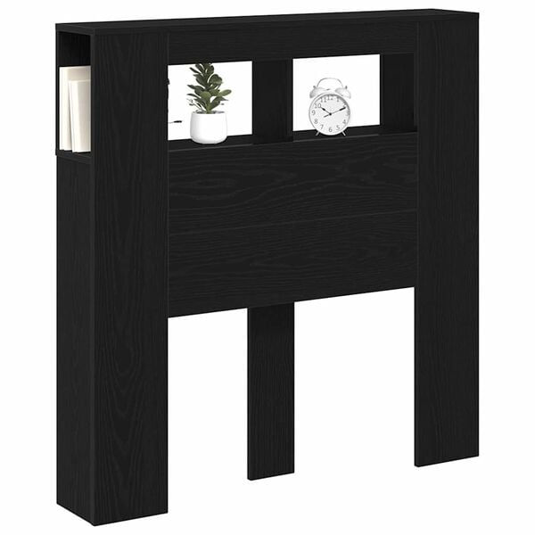 vidaXL T&ecirc;te de lit LED avec &eacute;tag&egrave;re Ch&ecirc;ne noir 100 x 18,5 x 103,5 cm