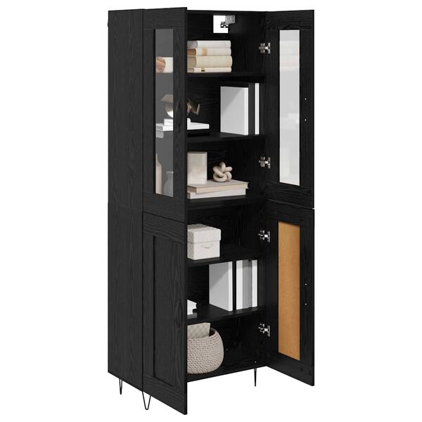 vidaXL Haut Armoire Ch&ecirc;ne noir 69,5 x 34 x 90 cm Bois d'ing&eacute;nierie