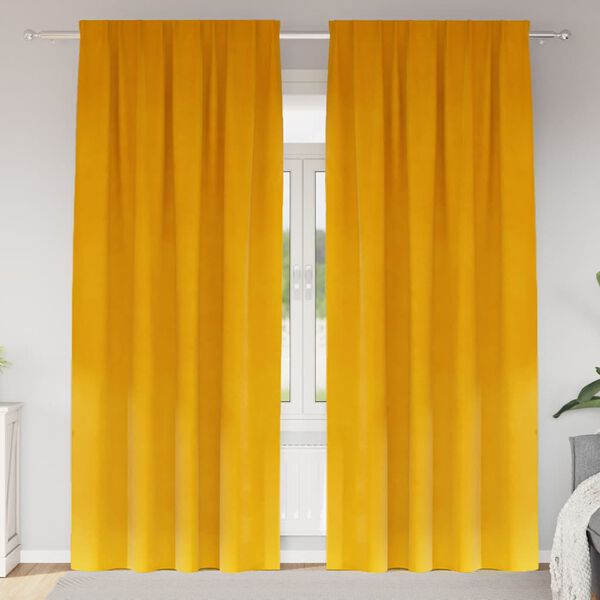 vidaXL Rideaux occultants 2 pcs Jaune moutarde 140 x 225 cm Velours