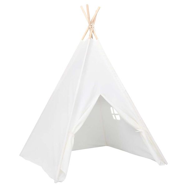vidaXL Tente tipi d'enfants avec sac Peau de p&ecirc;che Blanc 120x120x150cm