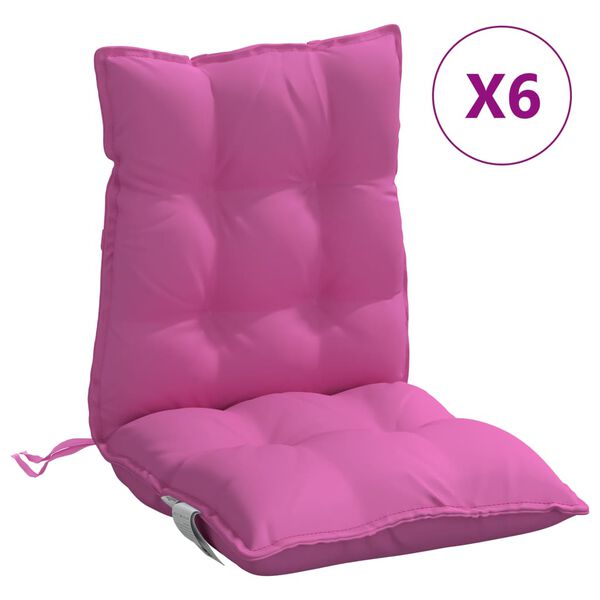 vidaXL Coussins de chaise &agrave; dossier bas lot de 6 rose tissu oxford