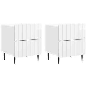 vidaXL Cabinet de chevet 2 pcs Blanc brillant 43 x 34,5 x 49,5 cm