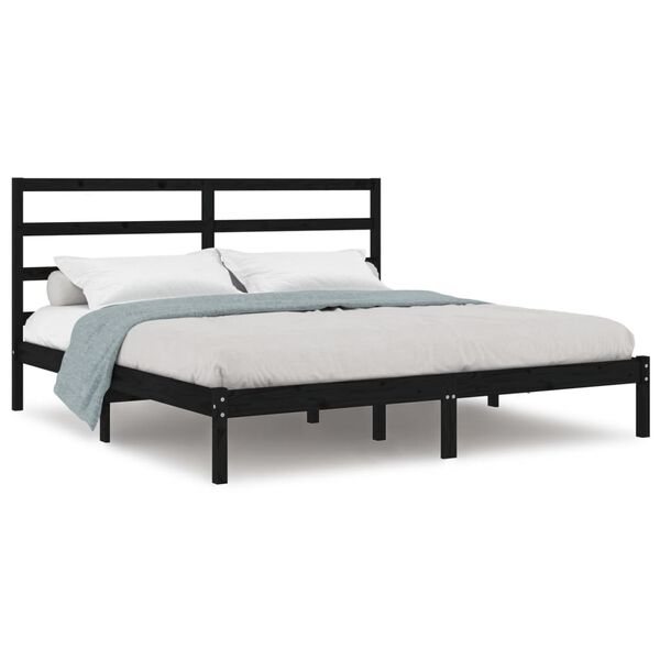 vidaXL Cadre de lit sans matelas noir 200x200 cm bois massif de pin