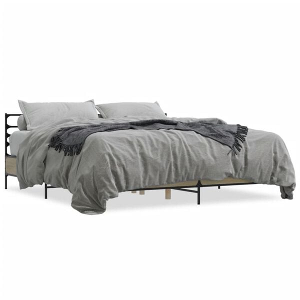 vidaXL Cadre de lit sans matelas ch&ecirc;ne sonoma 200x200 cm