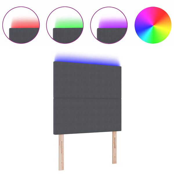 vidaXL T&ecirc;te de lit LED avec t&ecirc;te de lit Gris fonc&eacute; 100 cm Polyester