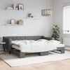 vidaXL Lit de jour avec gigogne et matelas gris foncé 90x200 cm tissu